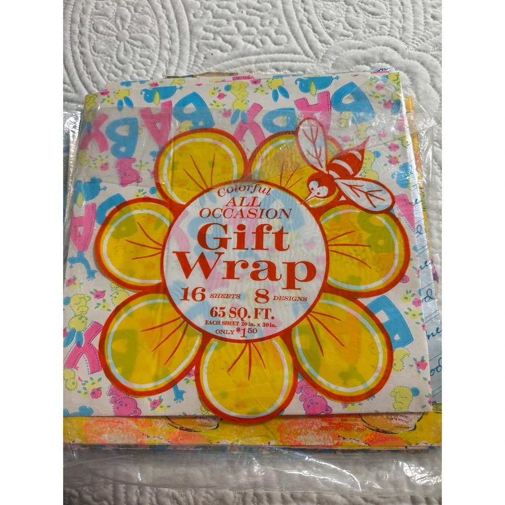 Vintage LOT of Gift Wrap‎ Sheets 10 packs Holiday, birthday, wedding, shower